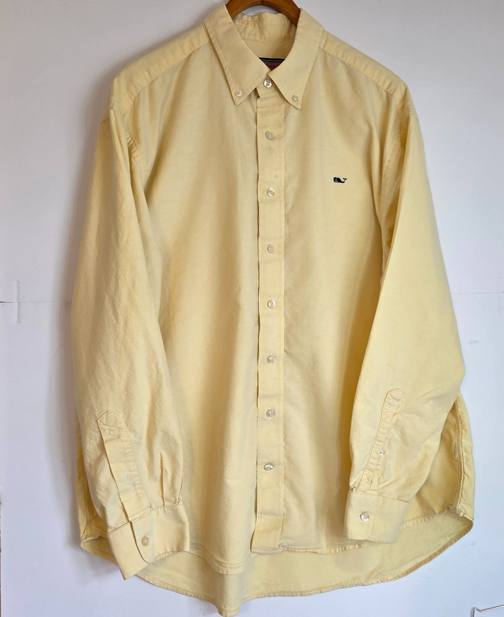 Vineyard Vines Men’s L Yellow Whale Shirt Oxford Cotton Button Down